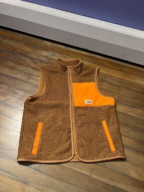 Cat & Jack Brown Sherpa Vest with Orange Accents